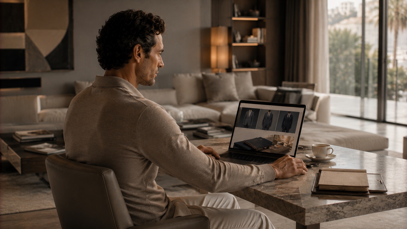 A gentleman reviewing personalised suit recommendations