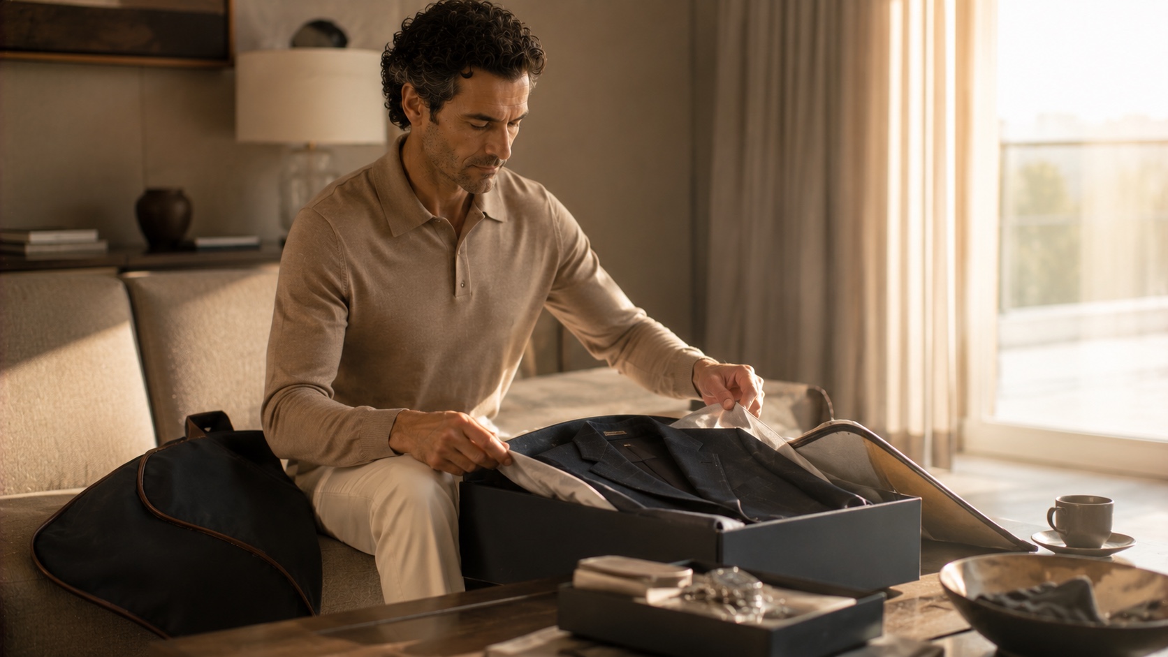 A made-to-measure suit at home